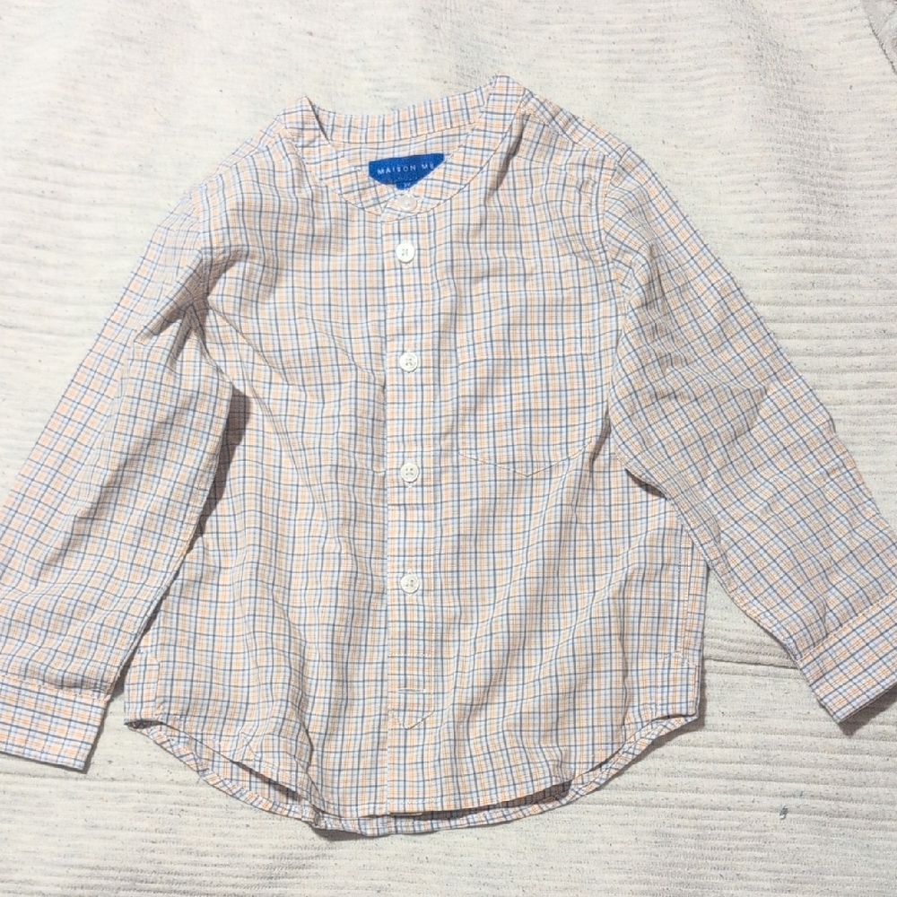 Maison Me Kids Checkered Shirt - White and Orange